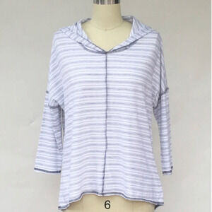 5/$35 Raw Earth Wild Sky Striped‎ Hooded Top Small Handmade Organic Cotton EUC